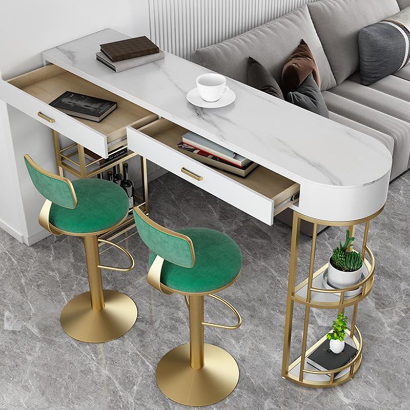 Living Room Double Pedestal Pub Table Contemporary Stone Bistro Bar Table