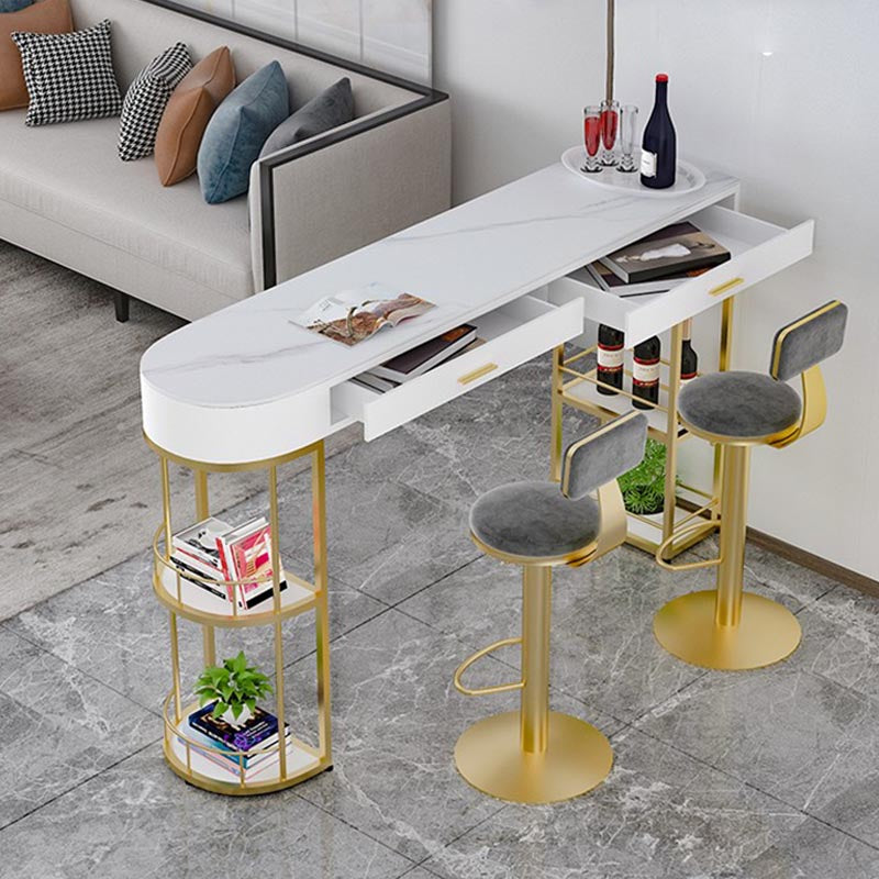 Living Room Double Pedestal Pub Table Contemporary Stone Bistro Bar Table