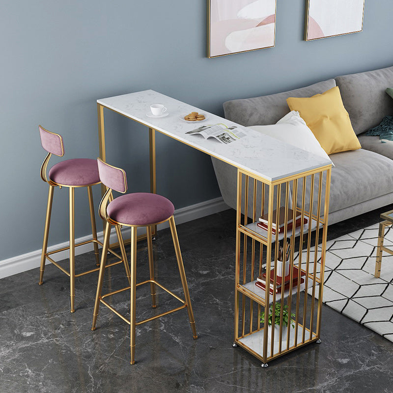 Artificial Marble Cocktail Bar Table 42-inch Height Gold Base Pub Table
