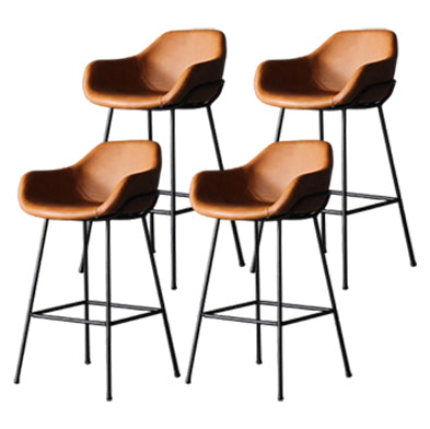 Industrial Style Metal Bar-stool Leather Counter Bar Stool for Kitchen Bar