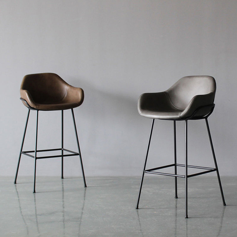 Industrial Style Metal Bar-stool Leather Counter Bar Stool for Kitchen Bar
