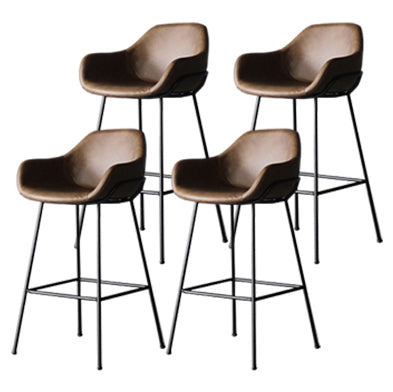 Industrial Style Metal Bar-stool Leather Counter Bar Stool for Kitchen Bar