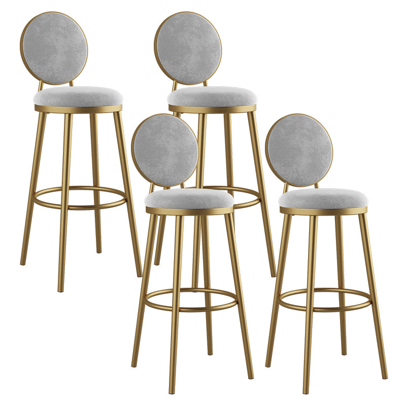 Glam Style Upholstered Fabric Dining Side Stools for Home Armless Low Back Barstool