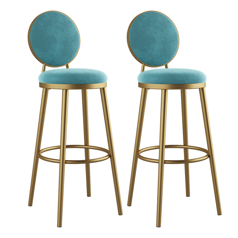 Glam Style Upholstered Fabric Dining Side Stools for Home Armless Low Back Barstool