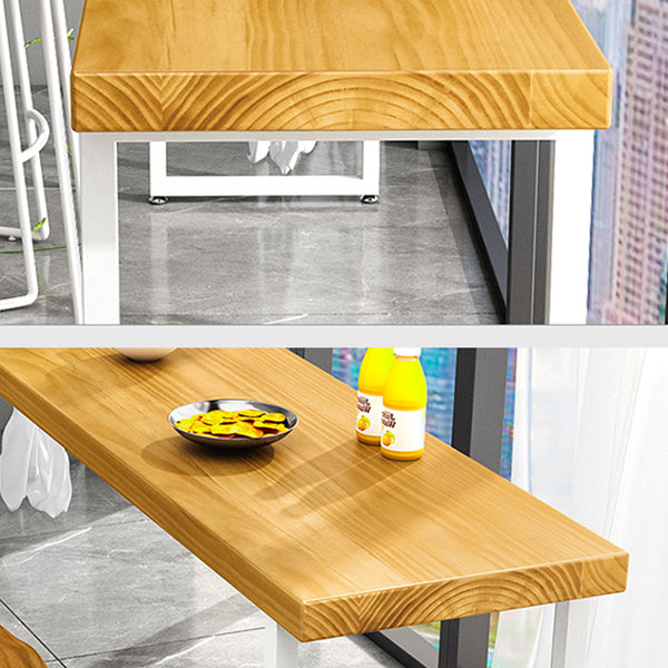 Luxury Rectangle Solid Wood Bar Table Set 1/5/9 Pieces Counter Table with High Stools