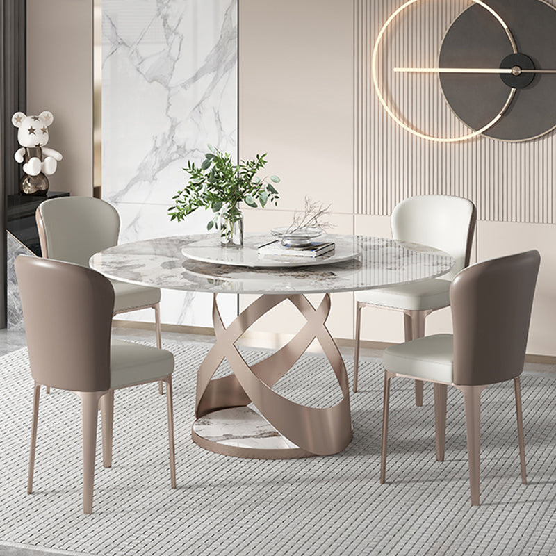 Modern Round Dining Table Set 1/2/5/9 Pieces Dinette Set with Sintered Stone Top