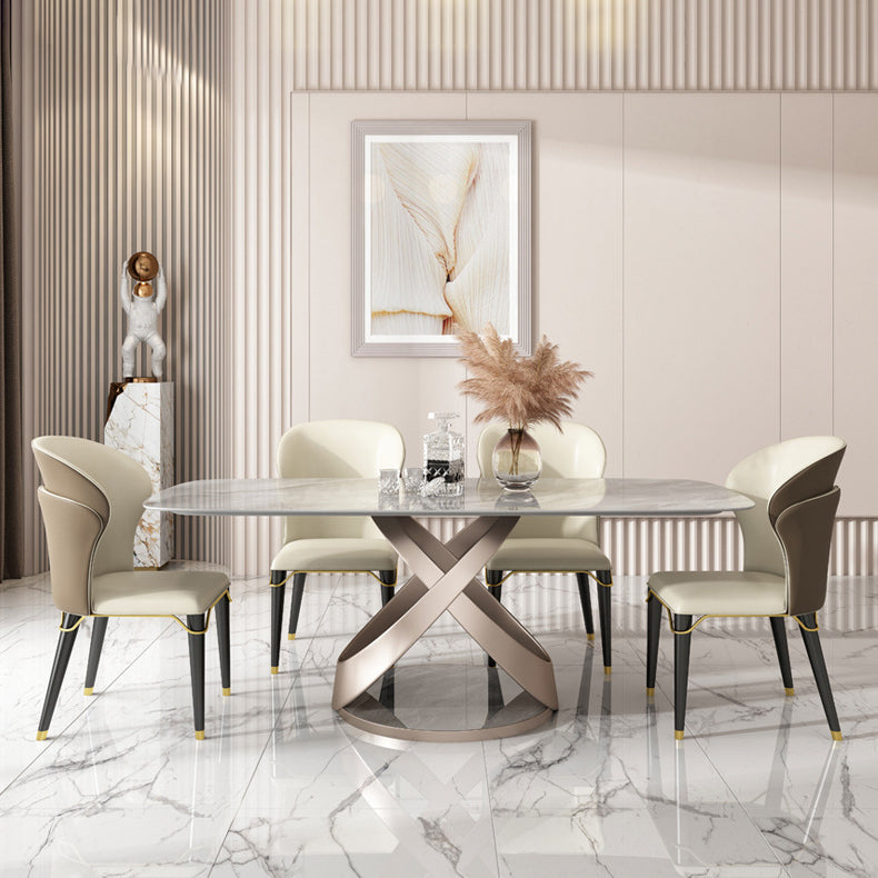 Nordic Sintered Stone Top Dining Set Rectangle 1/4/5/6/7 Pieces Dining Table Set