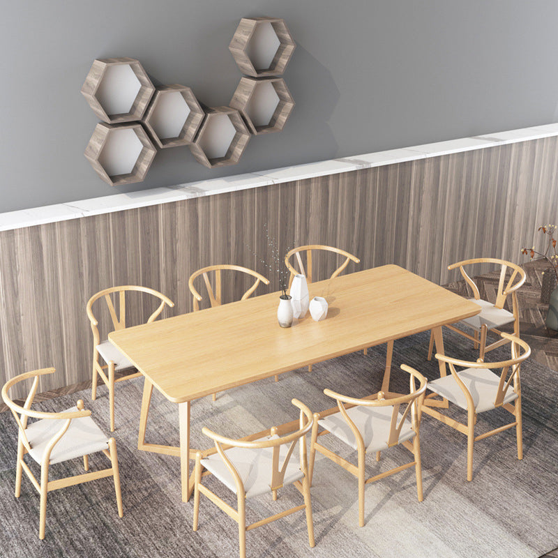 Solid Wood Top Dining Table Rectangle Table with Trestle Base