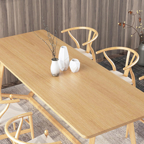 Solid Wood Top Dining Table Rectangle Table with Trestle Base