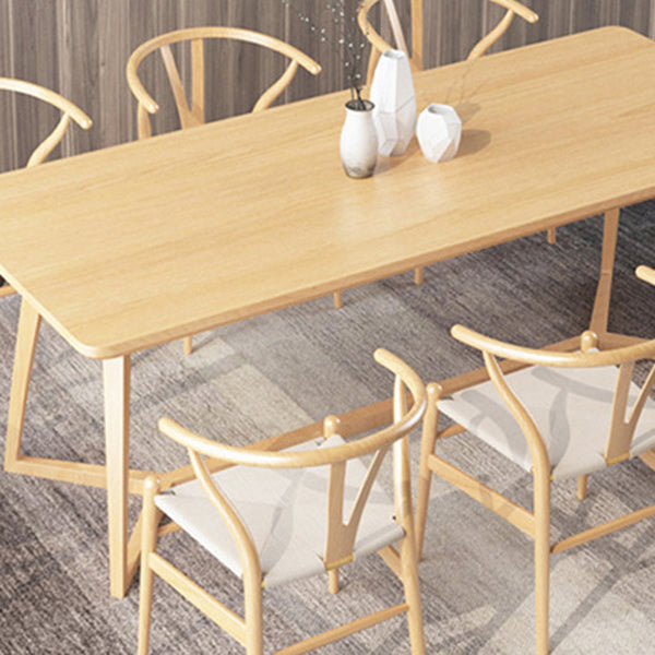 Solid Wood Top Dining Table Rectangle Table with Trestle Base