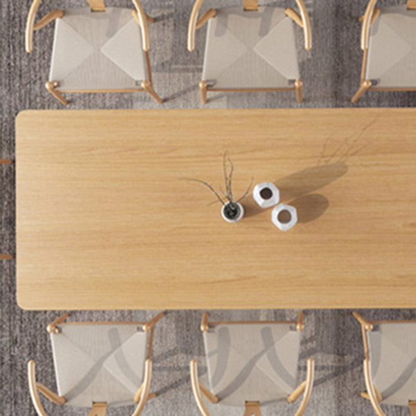 Solid Wood Top Dining Table Rectangle Table with Trestle Base