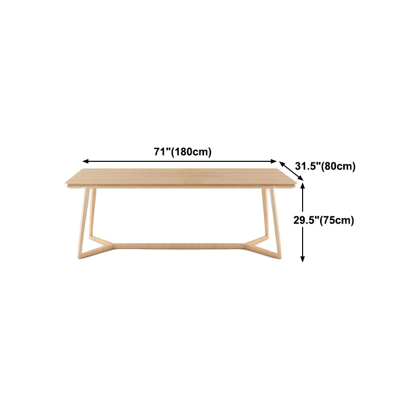 Solid Wood Top Dining Table Rectangle Table with Trestle Base