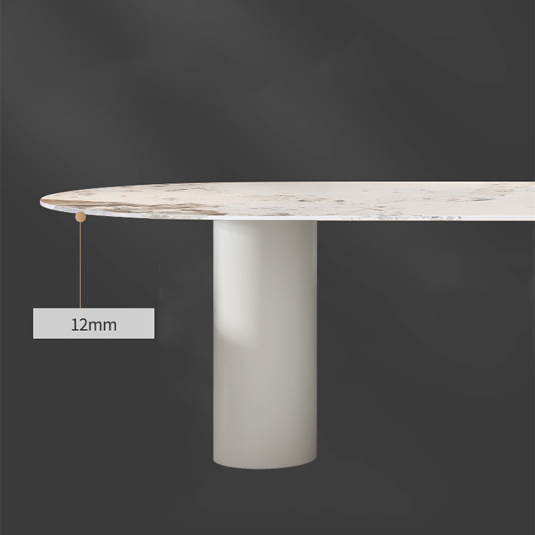 Stone Top Dining Table Traditional Luxury Dining Table with 3 Legs Base in White
