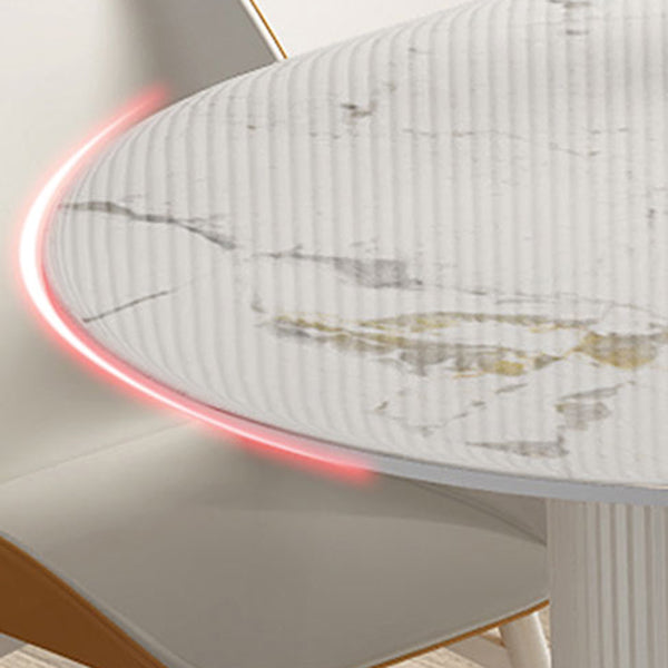 Oval Double Pedestal Furniture Luxury Style Stone Dining Room Collection