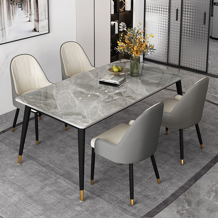 Gray Sintered Stone Dining Table Traditional Luxury Dining Table with 4 Legs