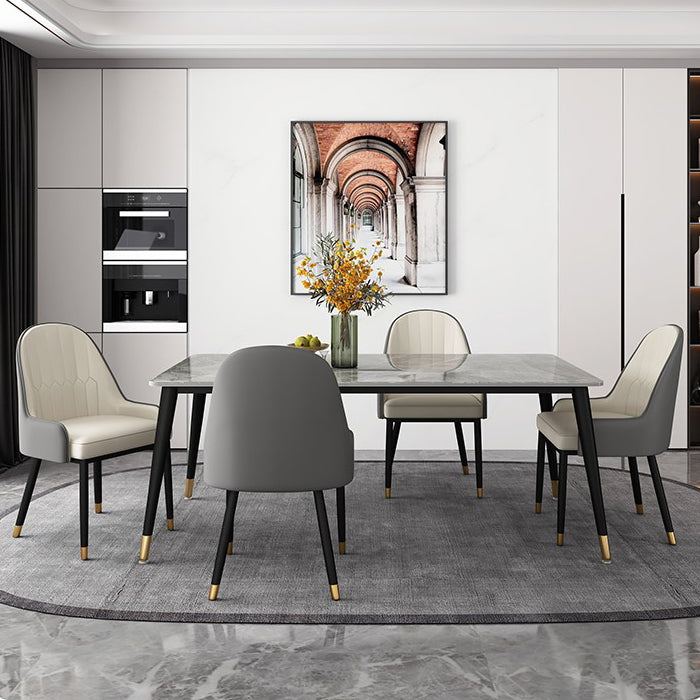 Gray Sintered Stone Dining Table Traditional Luxury Dining Table with 4 Legs