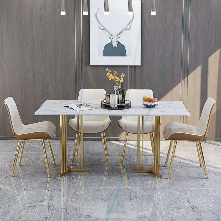 Sintered Stone Dining Table Traditional Luxury Home Use Table with Gold Frame