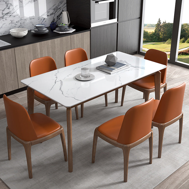 Rectangle Stone Table Modern Standard Height Dining Table with 4 Legs