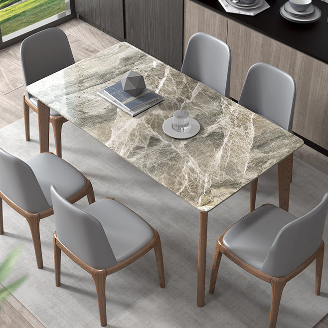 Rectangle Stone Table Modern Standard Height Dining Table with 4 Legs