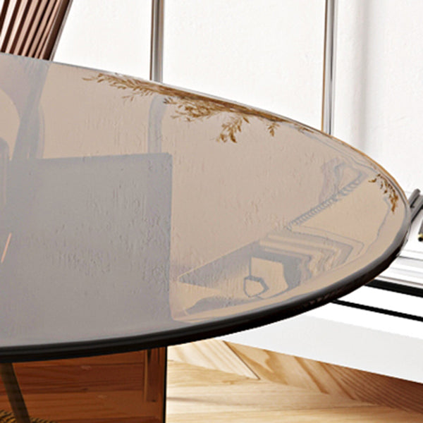 Simplicity Free Form Table Toughened Glass Double Pedestal Dining Room Table