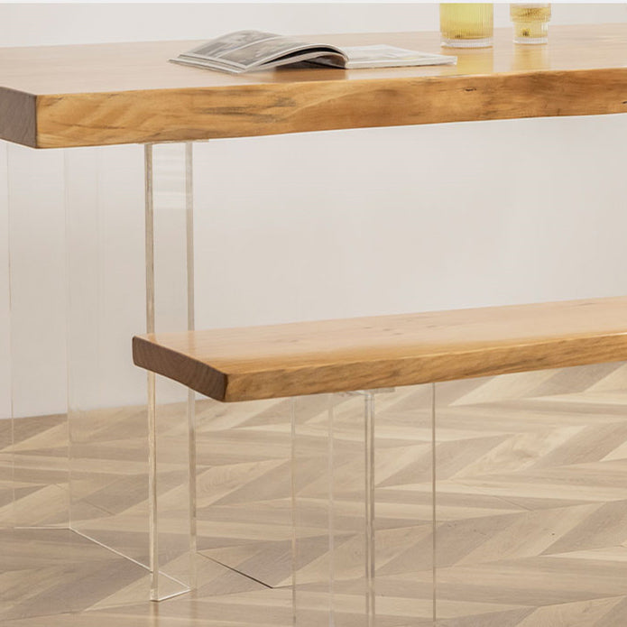Modern Style Dining Table Solid Wood Rectangle Table with Acrylic Base