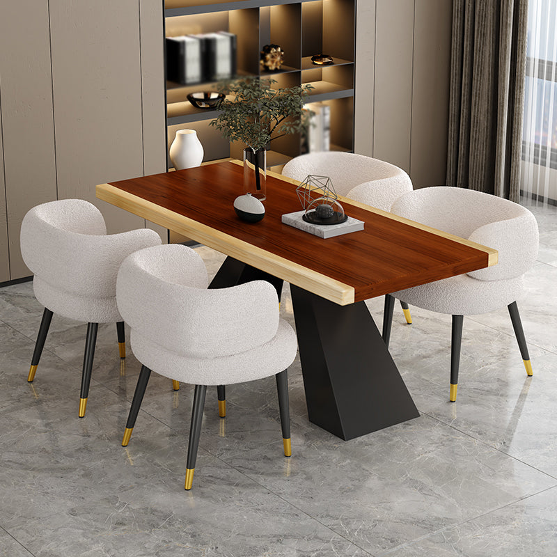 Modern Style Dining Table Solid Wood Rectangle Table with Black Base