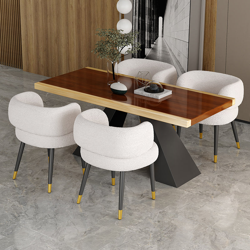 Modern Style Dining Table Solid Wood Rectangle Table with Black Base