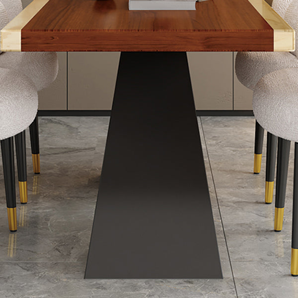 Modern Style Dining Table Solid Wood Rectangle Table with Black Base