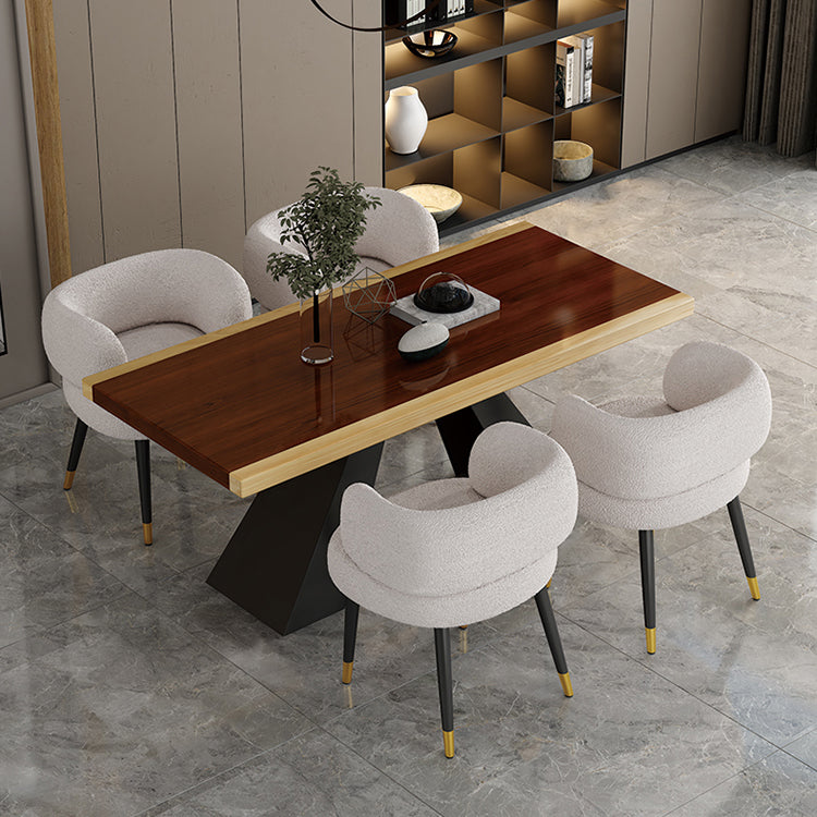 Modern Style Dining Table Solid Wood Rectangle Table with Black Base