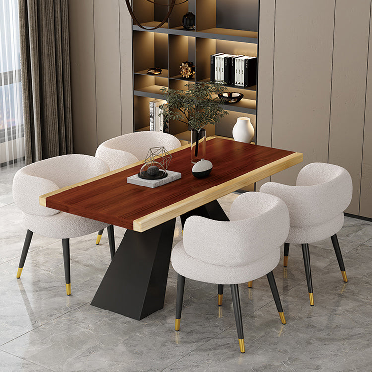 Modern Style Dining Table Solid Wood Rectangle Table with Black Base