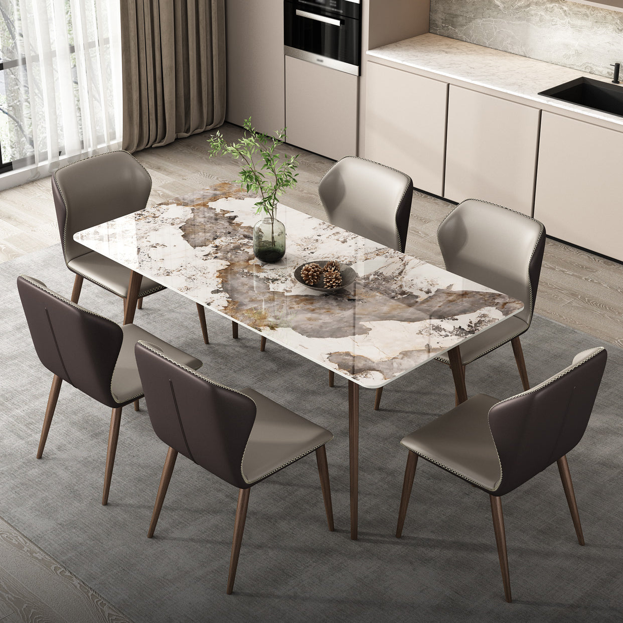 Sintered Stone Rectangle Dining Table Modern Kitchen Table for Dining Room