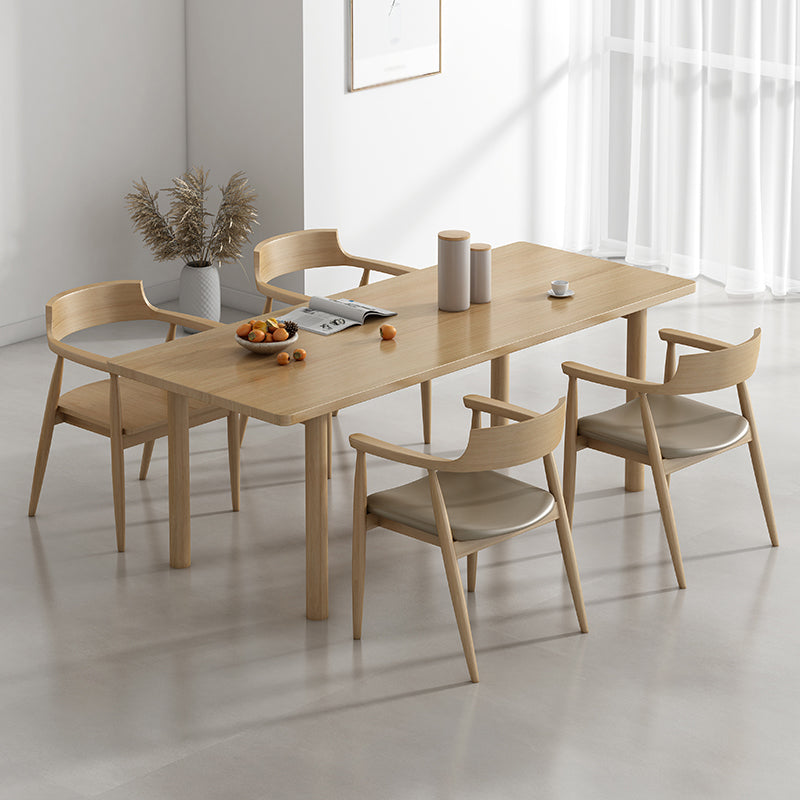Contemporary Solid Wood Dining Table Natural Rectangle Table with 4 Legs