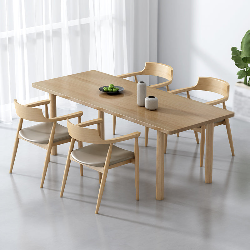 Contemporary Solid Wood Dining Table Natural Rectangle Table with 4 Legs