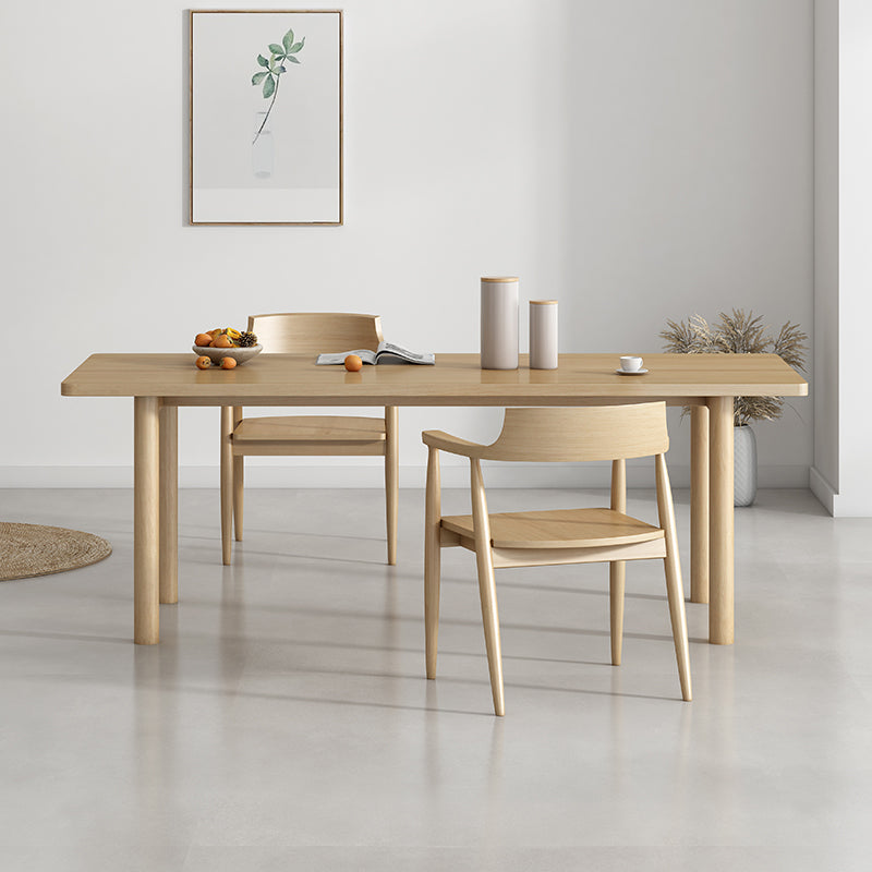 Contemporary Solid Wood Dining Table Natural Rectangle Table with 4 Legs