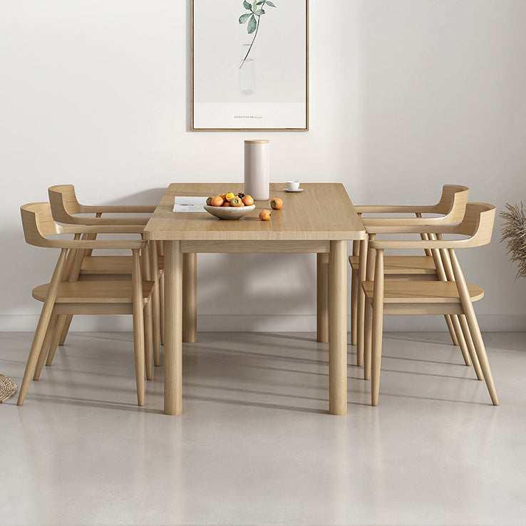 Contemporary Solid Wood Dining Table Natural Rectangle Table with 4 Legs
