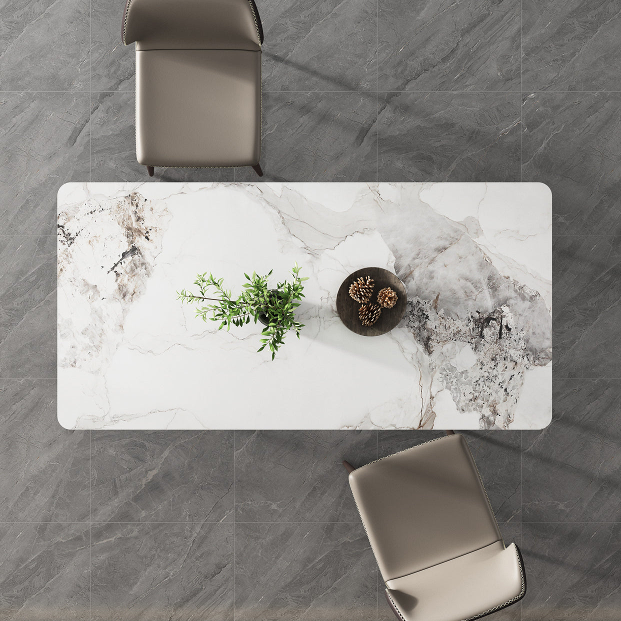 Rectangle 4 Legs Dining Table Modern Sintered Stone Dining Room Table