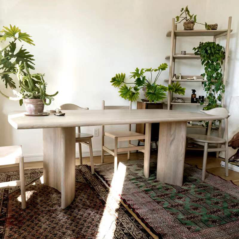 Rectangle Solid Wood Dining Table Modern 4 Legs Dining Room Table