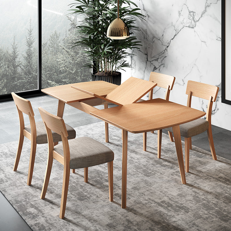 Extendable Modern Beech Wood Table for Restaurant Rectangle Dining Table with 4 Legs