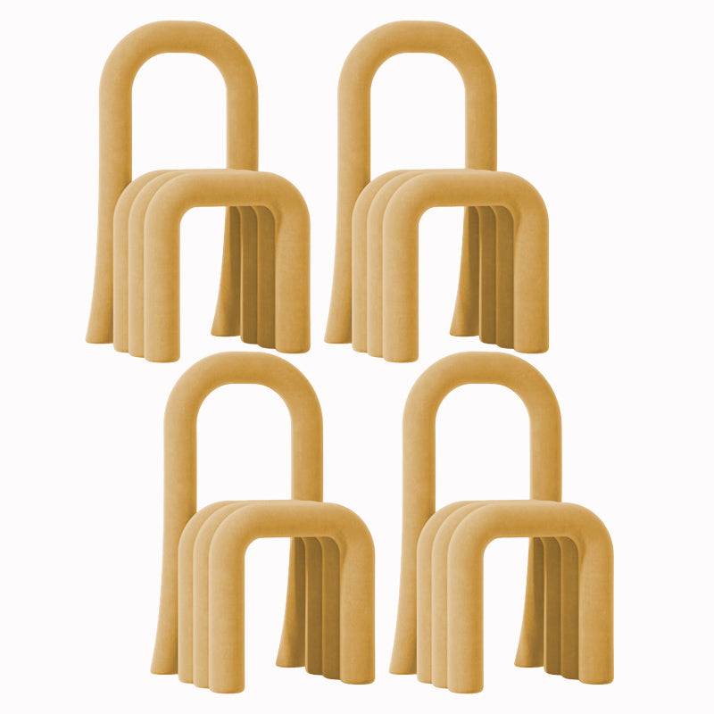 Contemporary Velvet Armless Dining Chairs Metal Dining Chair for Home Use