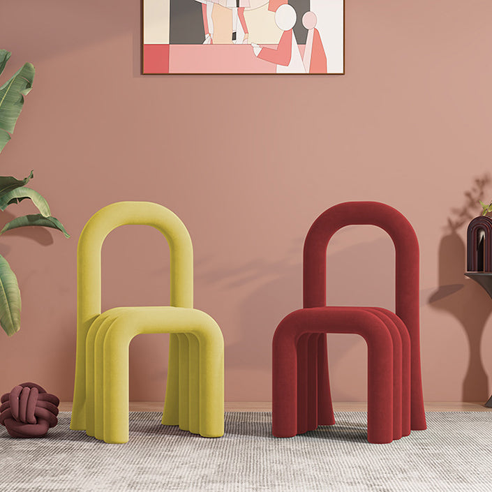 Contemporary Velvet Armless Dining Chairs Metal Dining Chair for Home Use