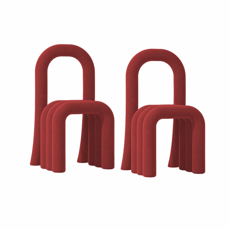 Contemporary Velvet Armless Dining Chairs Metal Dining Chair for Home Use