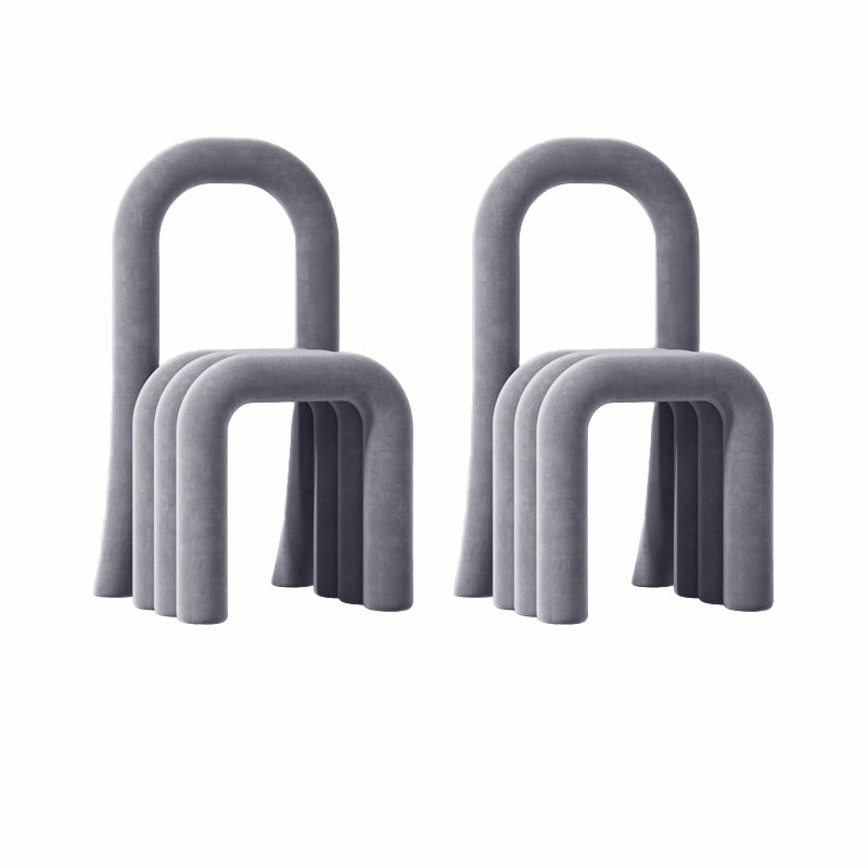 Contemporary Velvet Armless Dining Chairs Metal Dining Chair for Home Use