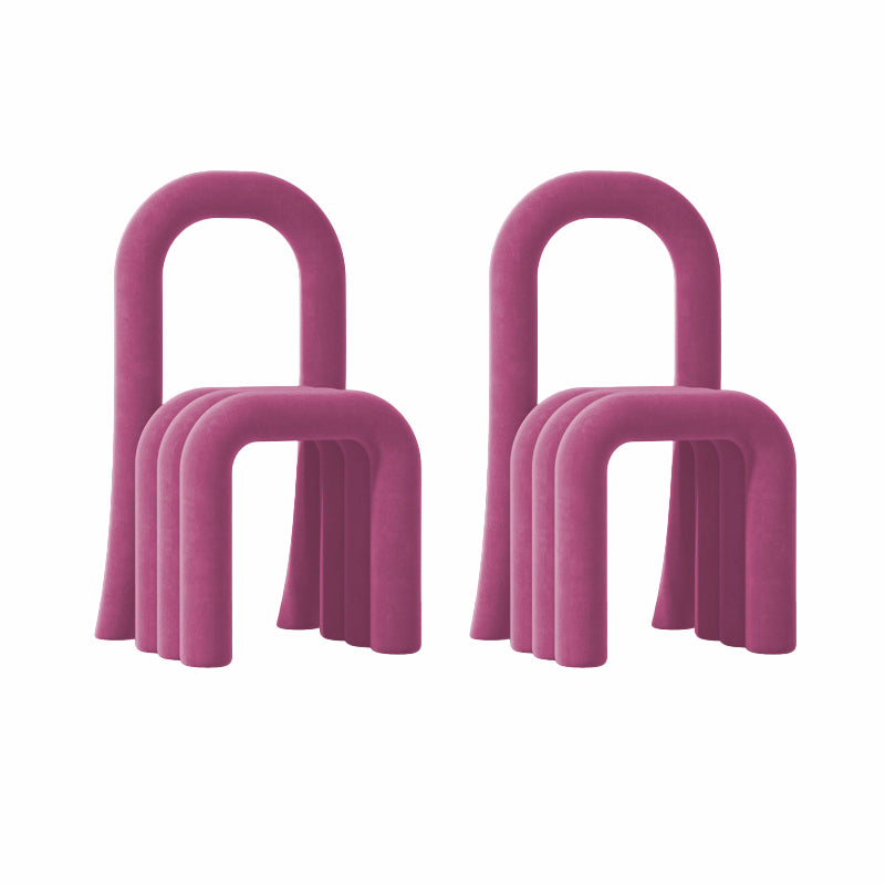 Contemporary Velvet Armless Dining Chairs Metal Dining Chair for Home Use