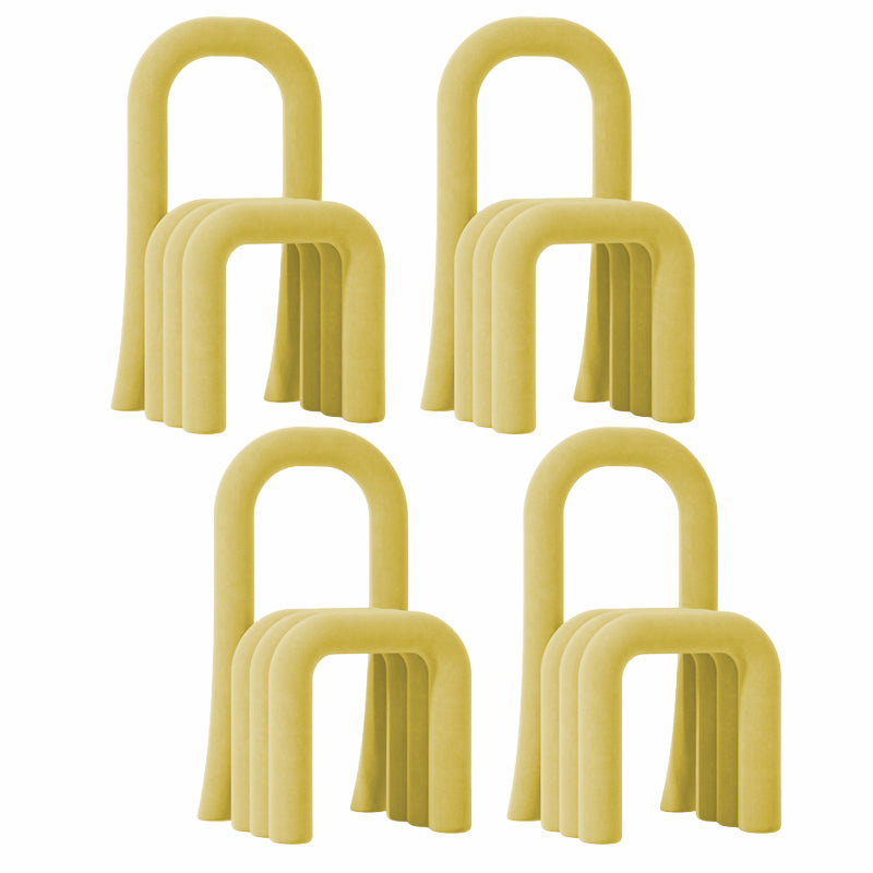 Contemporary Velvet Armless Dining Chairs Metal Dining Chair for Home Use