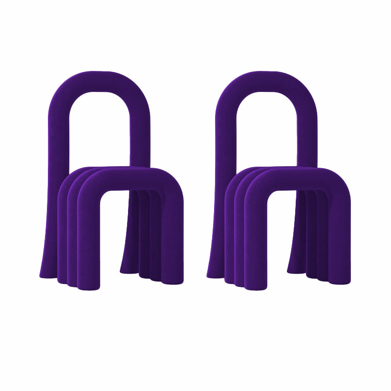 Contemporary Velvet Armless Dining Chairs Metal Dining Chair for Home Use