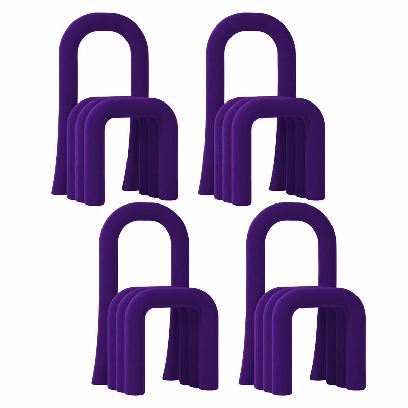 Contemporary Velvet Armless Dining Chairs Metal Dining Chair for Home Use