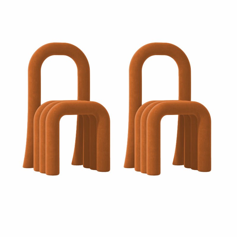 Contemporary Velvet Armless Dining Chairs Metal Dining Chair for Home Use