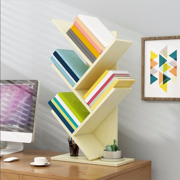 Modern Style Bookshelf in Engineer Wood Closed Back Bookcase