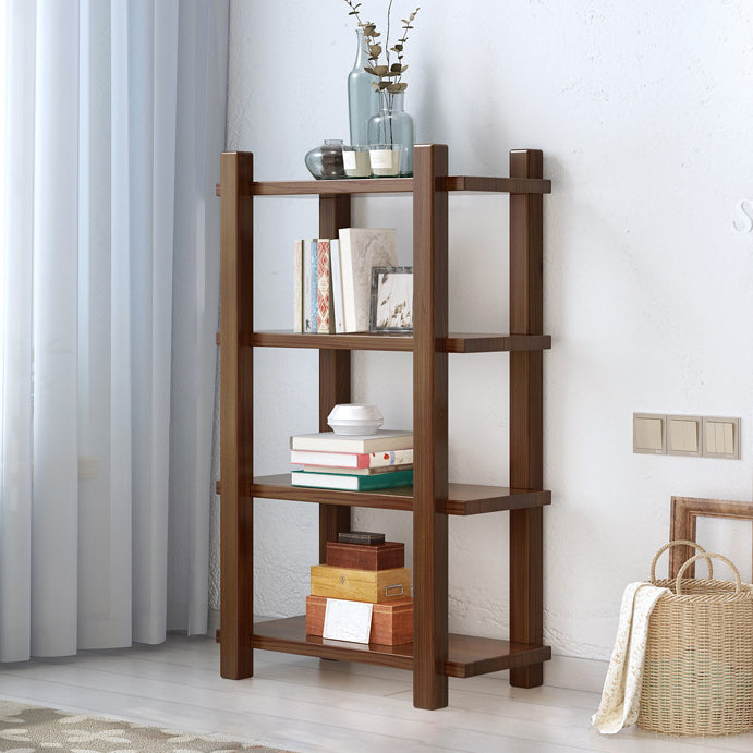 Modern Style Open Back Bookshelf Solid Wood Bookcase for Home