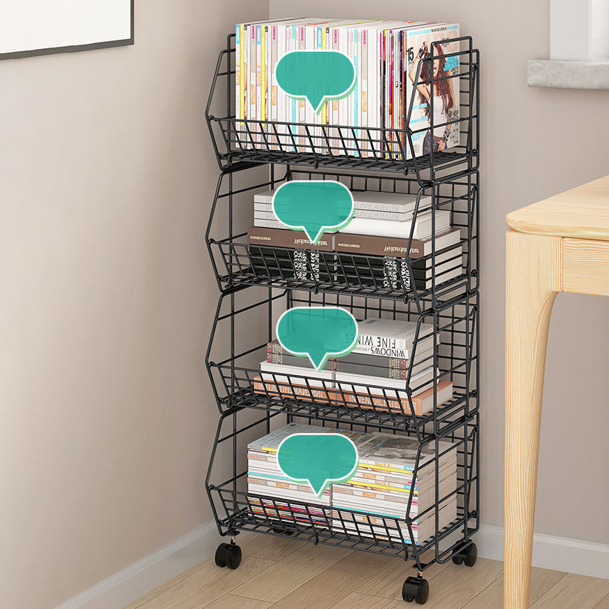 10.43"W Bookshelf Modern Style Bookcase for Study Room Office with Casters